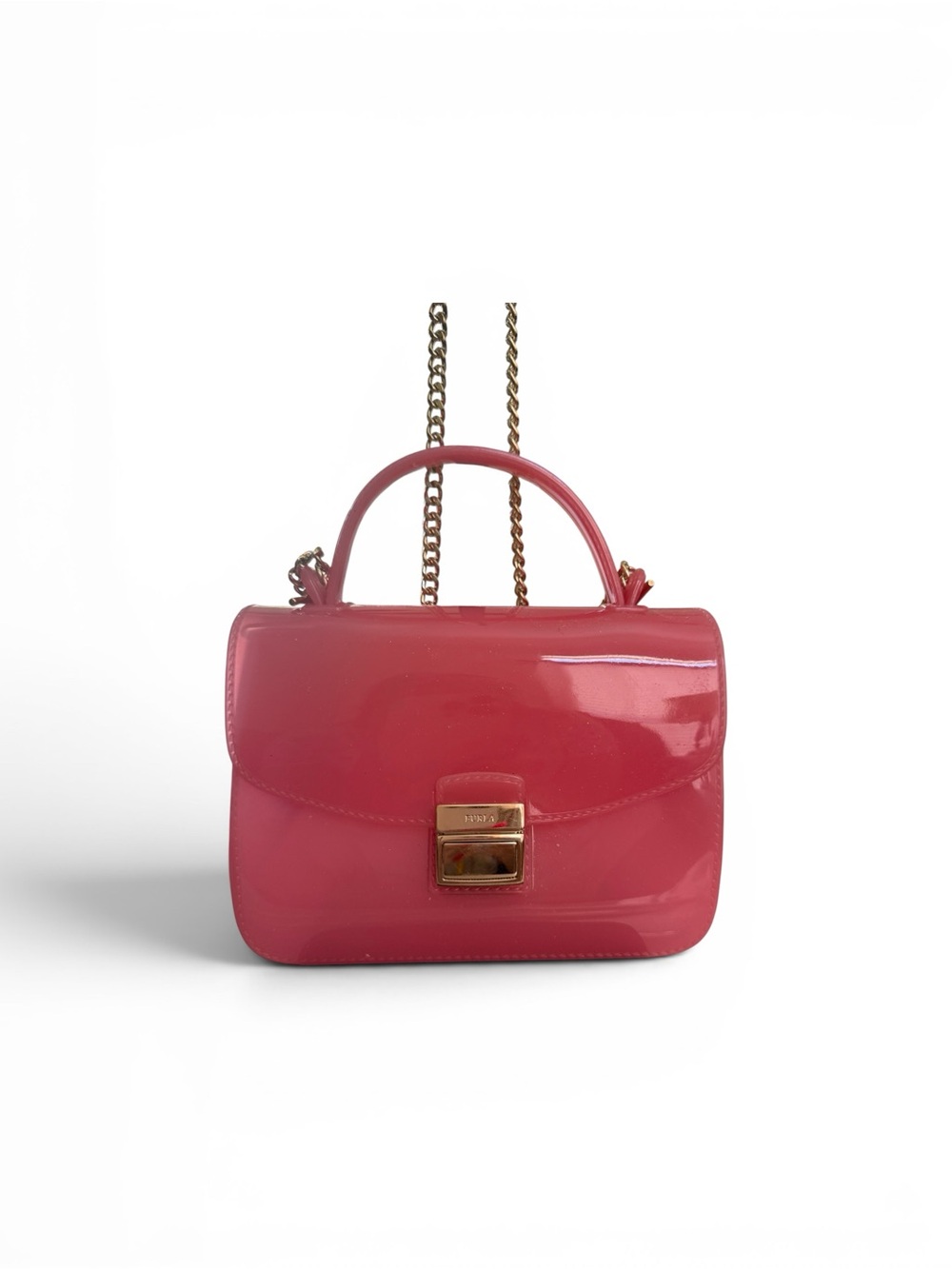 Furla Classic Small Mini Pink Top-Handle Jelly Crossbody Bag NWOT - Picture 2 of 9